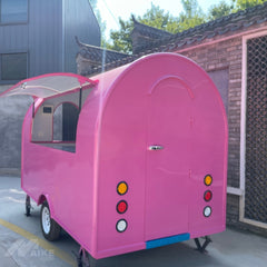 Bright Hot Pink Rounded Food Trailer - Compact Single Axle Cart