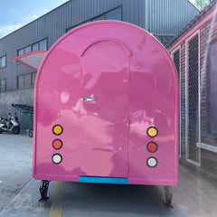 Bright Hot Pink Rounded Food Trailer - Compact Single Axle Cart