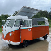 Vintage Camper Style Food Truck - Two-Tone Orange & White