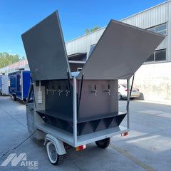 White Three Wheel Food Truck with Lift-Up Service Hatch for Coffee, Ice Cream and Snacks