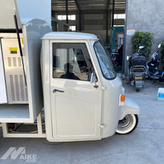 White Three Wheel Food Truck with Lift-Up Service Hatch for Coffee, Ice Cream and Snacks