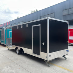 16.4ft Black Enclosed Food Trailer for BBQ & Event Catering with Covered Rear Porch & Aluminum Trim