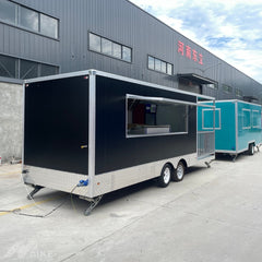16.4ft Black Enclosed Food Trailer for BBQ & Event Catering with Covered Rear Porch & Aluminum Trim