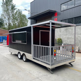 16.4ft Black Enclosed Food Trailer for BBQ & Event Catering with Covered Rear Porch & Aluminum Trim