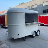 9.8ft White Horsebox Food Trailer for Mobile Coffee & Wedding Catering with Dual Axle & Foldable Counter