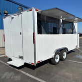 White Food Trailer with Dual Axle Mobile Kitchen for Coffee, BBQ and Street Food