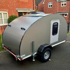 Minimalist Matte Silver Teardrop Camper - Ultra-Lightweight Towable Trailer