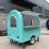 7.2ft Light Blue Round Top Food Trailer for Mobile Coffee & Ice Cream with Single Axle & Foldable Counter