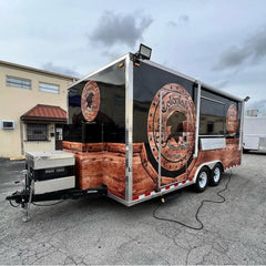 13.1ft Custom Wrapped Enclosed Food Trailer for BBQ & Grill with Dual Axle & Retractable Awning