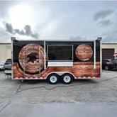 13.1ft Custom Wrapped Enclosed Food Trailer for BBQ & Grill with Dual Axle & Retractable Awning