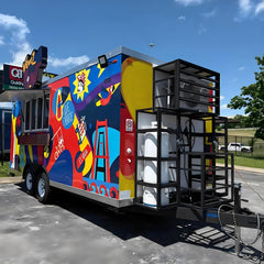 13.1ft Custom Wrapped Enclosed Food Trailer for Street Food with 3D Rooftop Sign & Sliding Windows