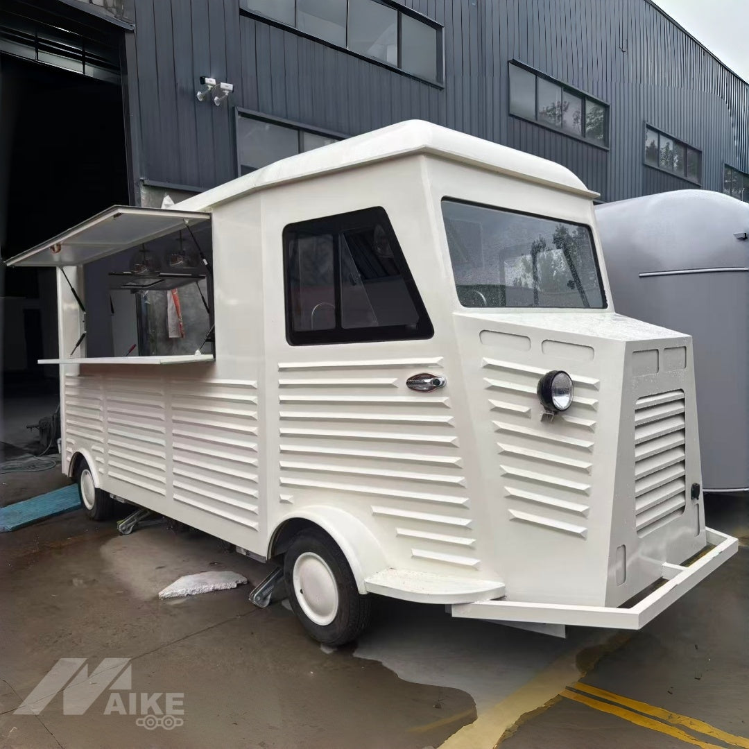 French Vintage Van Style Food Truck with Serving Window for Coffee, Bakery and Street Food