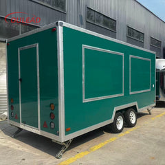 Dark Green Double Axle Food Trailer with Dual Serving Windows for BBQ, Burgers and Street Food