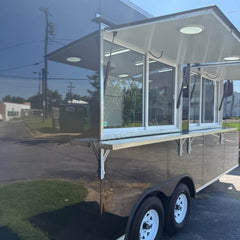 Black Concession Food Trailer | Large Mobile Kitchen Truck for BBQ, Pizza, Coffe