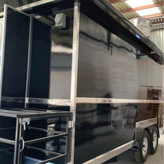 Black Concession Trailer with Serving Window & AC Unit – Mobile Food Unit