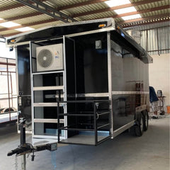 Black Concession Trailer with Serving Window & AC Unit – Mobile Food Unit