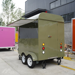 Olive Green Horsebox Trailer - Dual Axle Mobile Bar & Cafe
