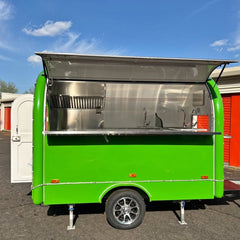 7.2ft Lime Green Round Top Food Trailer for Street Catering with Single Axle & Range Hood