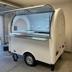 7.2ft White Mini Round Food Trailer with Single Axle & Stainless Steel Counters