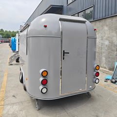 13.1ft Grey Retro Rounded Food Trailer for Mobile Catering with Dual Axle & Large Serving Window