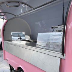 9ft White Mini Round Food Trailer with Single Axle & Stainless Steel Counters