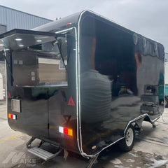 13ft Gloss Black Retro Dual Axle Food Trailer with LED Edge Lighting & Exhaust Hood