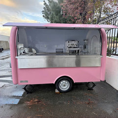 9ft White Mini Round Food Trailer with Single Axle & Stainless Steel Counters