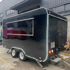 13ft Gloss Black Retro Dual Axle Food Trailer with LED Edge Lighting & Exhaust Hood