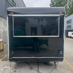 13ft Gloss Black Retro Dual Axle Food Trailer with LED Edge Lighting & Exhaust Hood