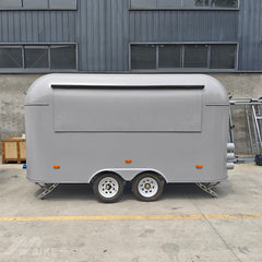 13.1ft Grey Retro Rounded Food Trailer for Mobile Catering with Dual Axle & Large Serving Window