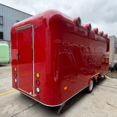 16ft Gloss Red Retro Dual Axle Food Trailer with Commercial Exhaust Hood & Serving Window