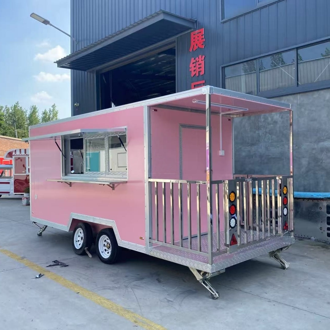 Large Pink Concession Food Trailer Mobile Catering Truck Coffee Ice Cream Bar
