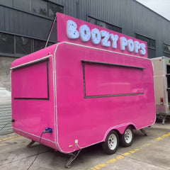 13ft Hot Pink Dual Axle Food Trailer with Custom 3D Roof Sign & LED Edge Lighting