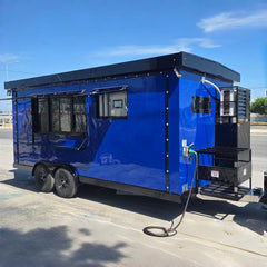 16.4ft Glossy Blue & Black Enclosed Food Trailer for Street Food with Dual Axle & Front Platform