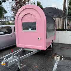 9ft White Mini Round Food Trailer with Single Axle & Stainless Steel Counters