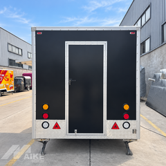 Black Double Axle Food Trailer with Multiple Serving Windows for Street Food and Catering