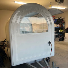 7.2ft White Mini Round Food Trailer with Single Axle & Stainless Steel Counters