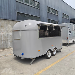 13.1ft Grey Retro Rounded Food Trailer for Mobile Catering with Dual Axle & Large Serving Window