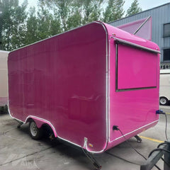 13ft Hot Pink Dual Axle Food Trailer with Custom 3D Roof Sign & LED Edge Lighting