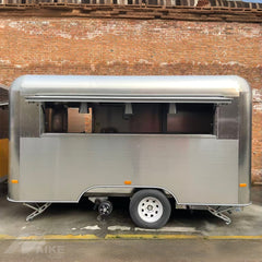13ft Brushed Aluminum Rounded Food Trailer for Mobile Cafe with Dual Axle & Large Serving Window