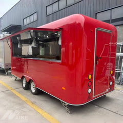 16ft Gloss Red Retro Dual Axle Food Trailer with Commercial Exhaust Hood & Serving Window