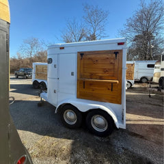 9.8ft White Vintage Horsebox Food Trailer with Wooden Serving Window & Dual Axle
