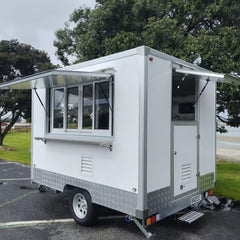 9.8ft White Enclosed Food Trailer for Mobile Catering with Single Axle & Diamond Plate Skirt