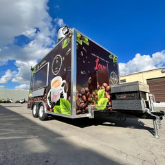 13.1ft Custom Wrapped Enclosed Food Trailer for Mobile Coffee Cafe with Dual Axle & Roof Exhaust Fan