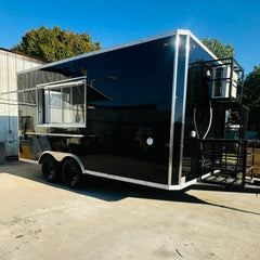 13ft Gloss Black Enclosed Food Trailer with Dual Axle & Front AC/Equipment Platform