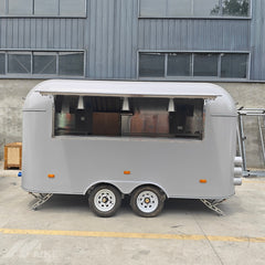 13.1ft Grey Retro Rounded Food Trailer for Mobile Catering with Dual Axle & Large Serving Window