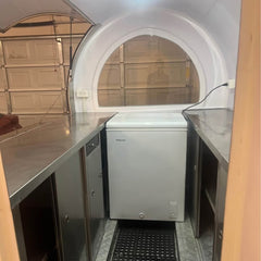 7.2ft White Mini Round Food Trailer with Single Axle & Stainless Steel Counters