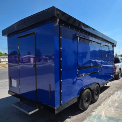 16.4ft Glossy Blue & Black Enclosed Food Trailer for Street Food with Dual Axle & Front Platform