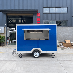 Blue Single Axle Food Trailer with Exhaust Hood and Serving Windows for Street Food and Catering