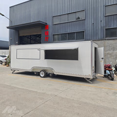 23ft Extra Long White Enclosed Food Trailer for Mobile Kitchen with Dual Axle & Diamond Plate Trim